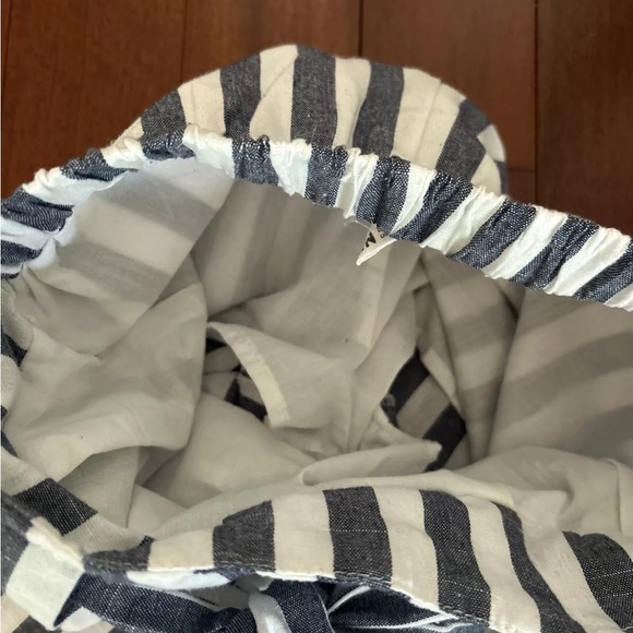 SHEIN Girls Goucho Pants Sz 10 Blue & White Stripe Wide Leg Crop Belted - Picture 7 of 9